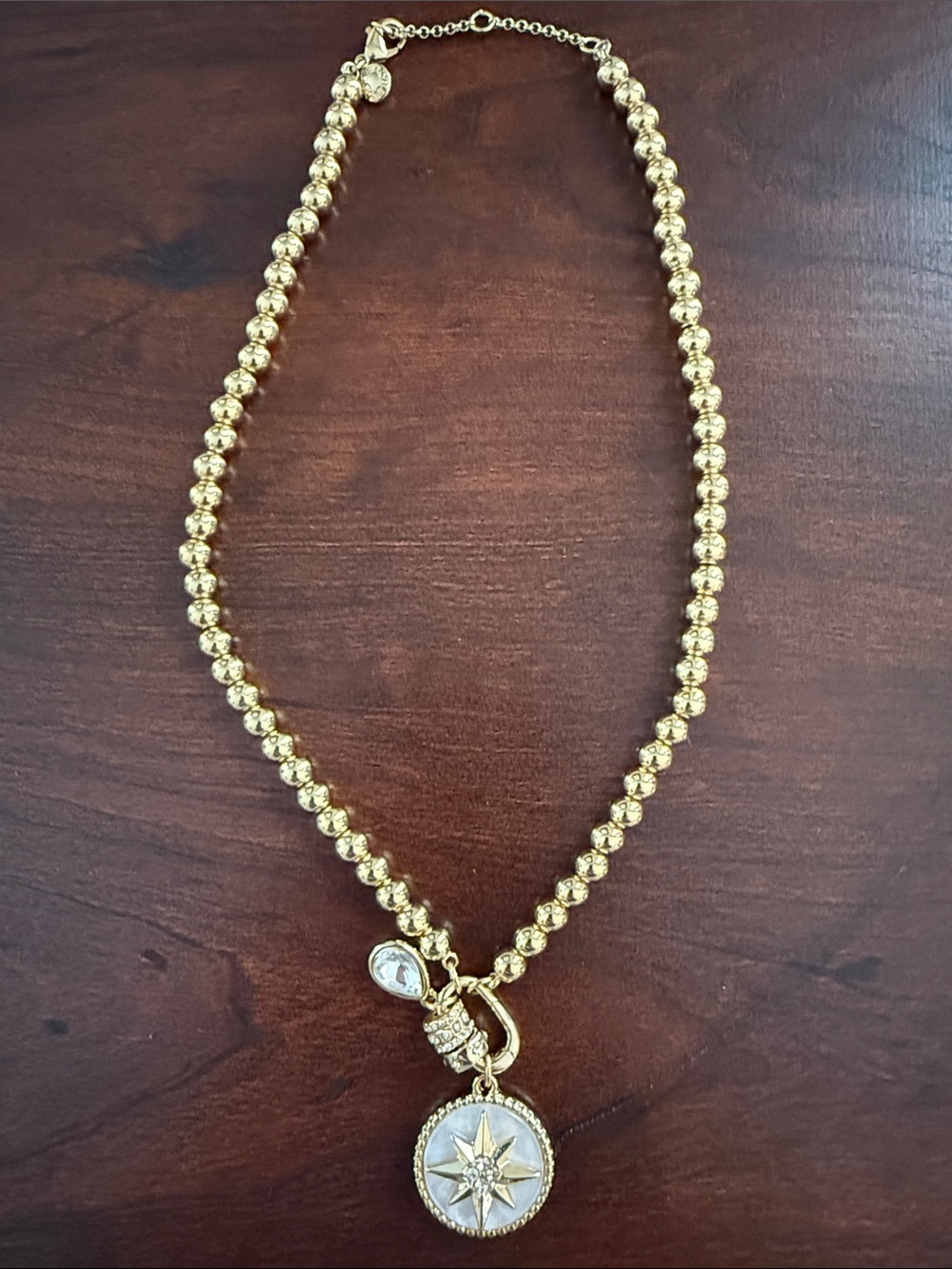 Jcrew Gold-Tone Beaded Necklace with Star Compass Pendant - Women Jewelry